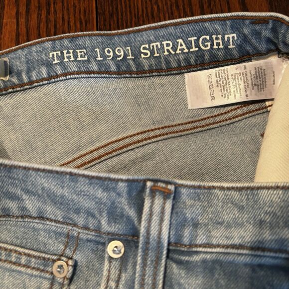 Madewell The 1991 90's Straight-Leg Jean Light Blue Wash Tag 36x32 Actual 38x28 - Picture 9 of 13